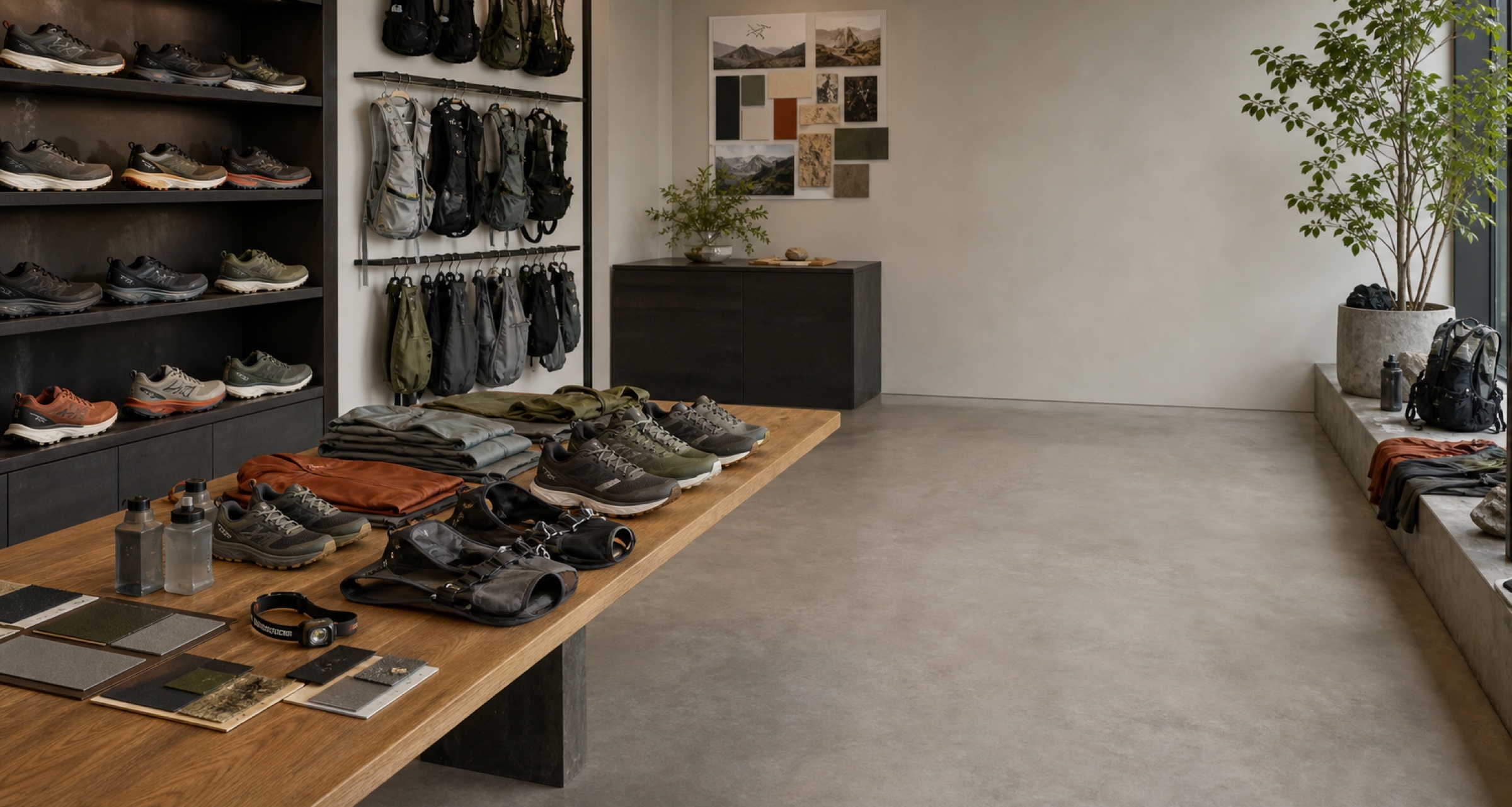 A fictional retailer's trail-running merchandising environment.